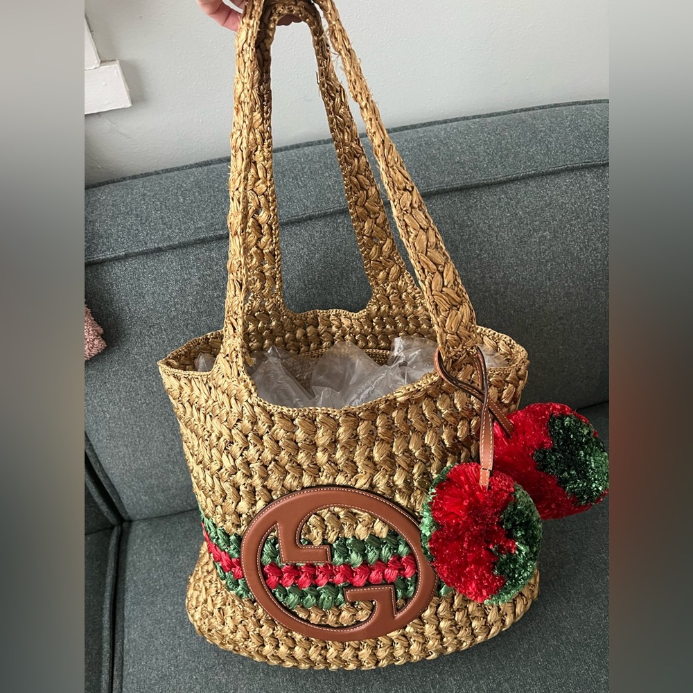 Gucci GG Raffia Blondie NM Tote + COA - Picture 14 of 16